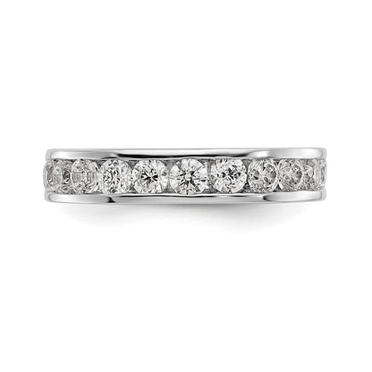 0.99ct. CZ Solid Real 14K White Gold 11-Stone Dia Channel Wedding Band Ring