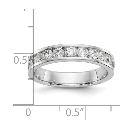 0.99ct. CZ Solid Real 14K White Gold 11-Stone Dia Channel Wedding Band Ring