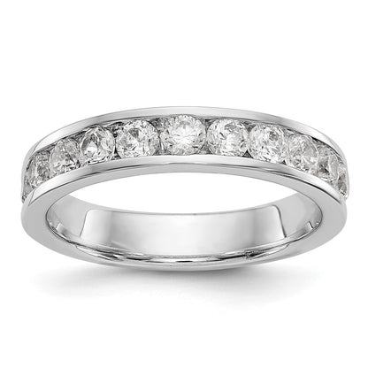 0.99ct. CZ Solid Real 14K White Gold 11-Stone Dia Channel Wedding Band Ring