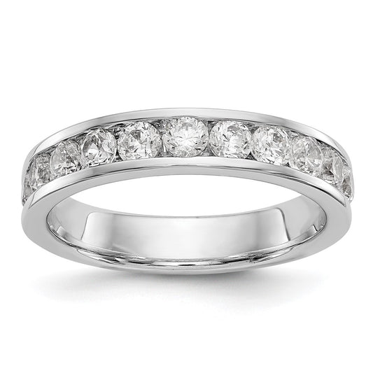 0.99ct. CZ Solid Real 14K White Gold 11-Stone Dia Channel Wedding Band Ring