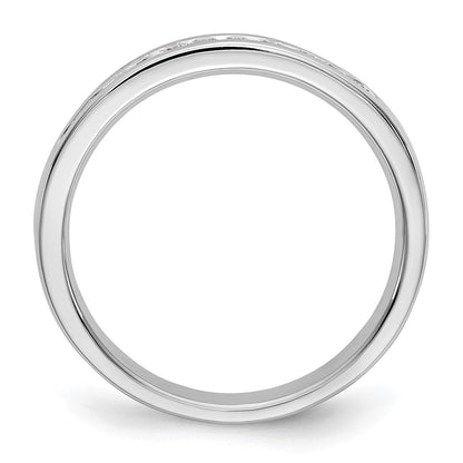 14K White Gold 11-Stone Real Diamond Channel Band