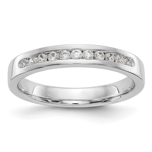 14K White Gold 11-Stone Real Diamond Channel Band