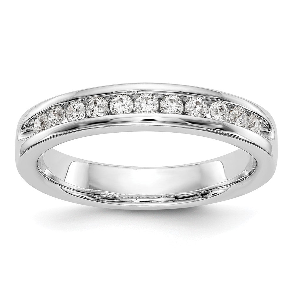 0.31ct. CZ Solid Real 14K White Gold 11-Stone Channel Wedding Band Ring