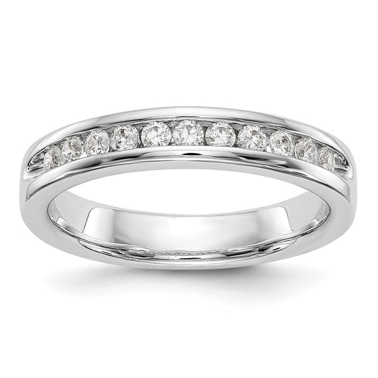 0.31ct. CZ Solid Real 14K White Gold 11-Stone Channel Wedding Band Ring