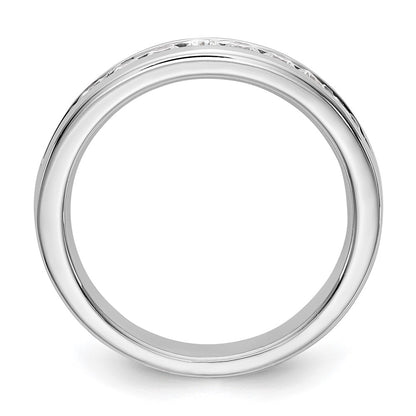 14K White Gold 11-Stone Real Diamond Channel Band