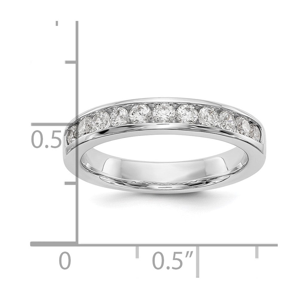 14K White Gold 11-Stone Real Diamond Channel Band