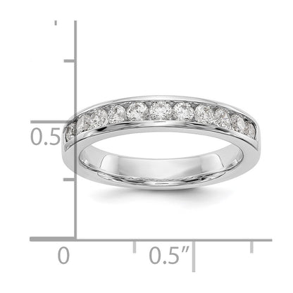 14K White Gold 11-Stone Real Diamond Channel Band