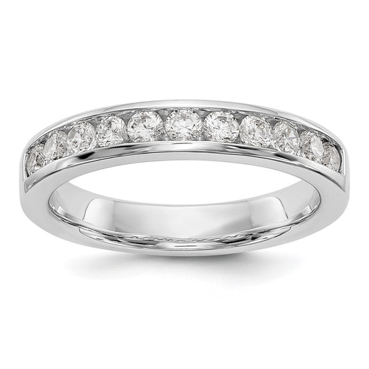 14k White Gold 11-Stone 1/2 carat Round Diamond Complete Channel Band