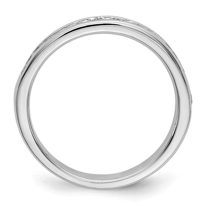 14K White Gold 11-Stone Real Diamond Channel Band