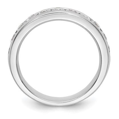 14K White Gold 11-Stone Real Diamond Channel Band