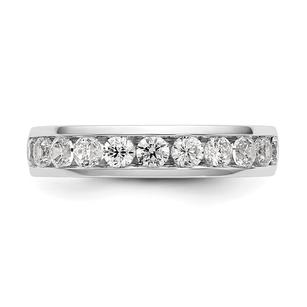 14K White Gold 11-Stone Real Diamond Channel Band