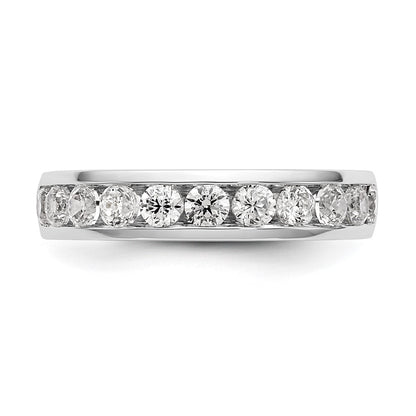 14K White Gold 11-Stone Real Diamond Channel Band