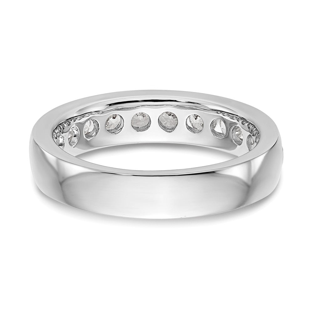 14K White Gold 11-Stone Real Diamond Channel Band