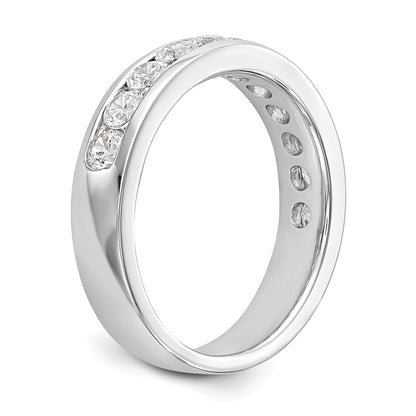 14K White Gold 11-Stone Real Diamond Channel Band