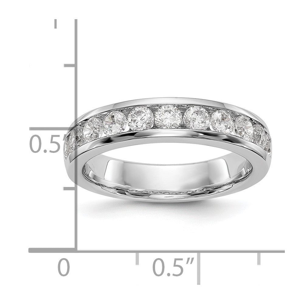 14K White Gold 11-Stone Real Diamond Channel Band