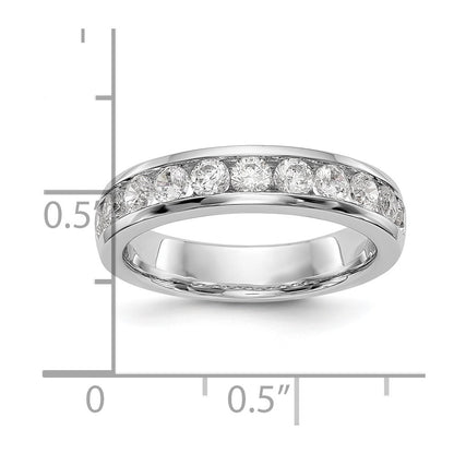 14K White Gold 11-Stone Real Diamond Channel Band