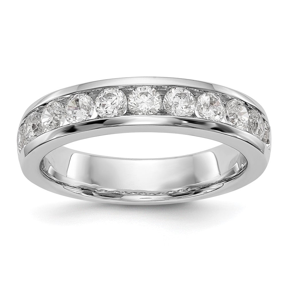 14K White Gold 11-Stone Real Diamond Channel Band