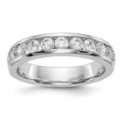 14K White Gold 11-Stone Real Diamond Channel Band