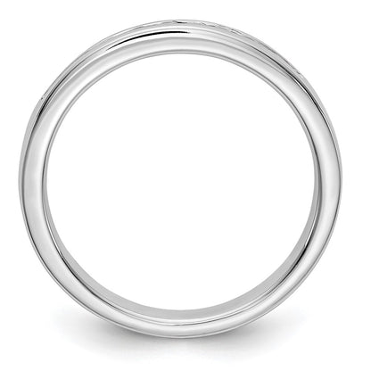 14K White Gold 11-Stone Real Diamond Channel Band