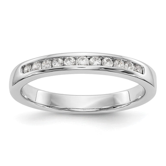 14K White Gold 11-Stone Real Diamond Channel Band