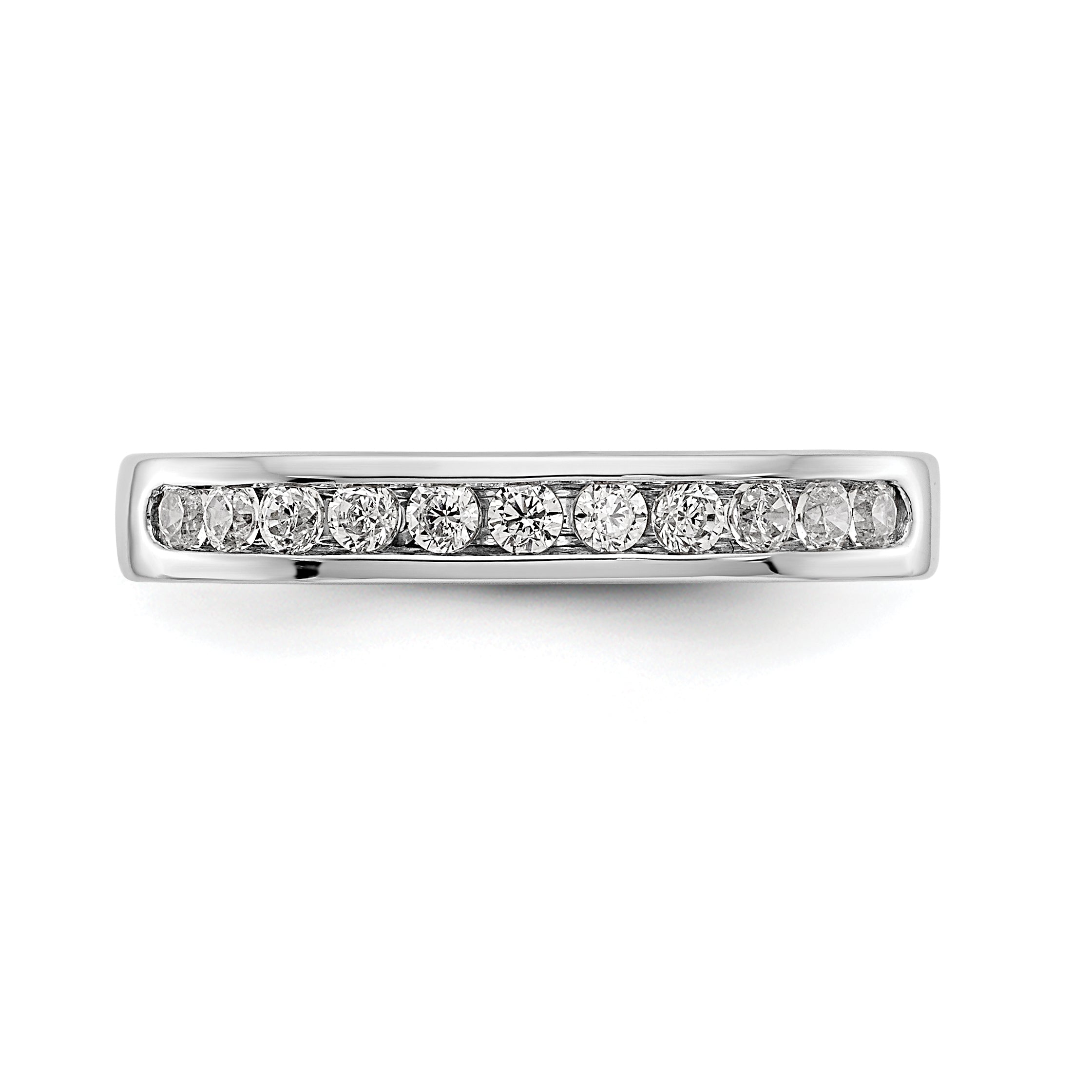 0.31ct. CZ Solid Real 14K White Gold 11-Stone Channel Wedding Band Ring