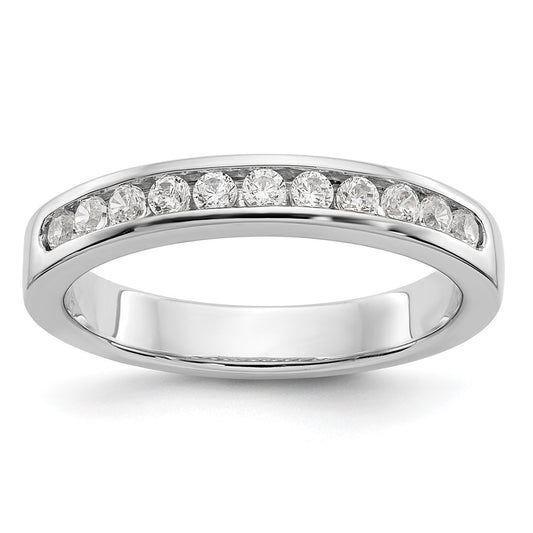 0.31ct. CZ Solid Real 14K White Gold 11-1.9mm Stone Channel Wedding Band Ring