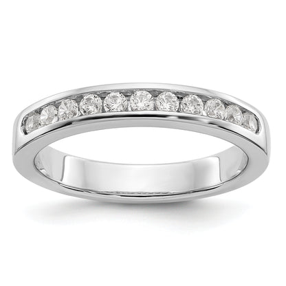 0.31ct. CZ Solid Real 14K White Gold 11-Stone Channel Wedding Band Ring