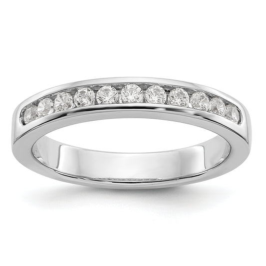 0.31ct. CZ Solid Real 14K White Gold 11-Stone Channel Wedding Band Ring