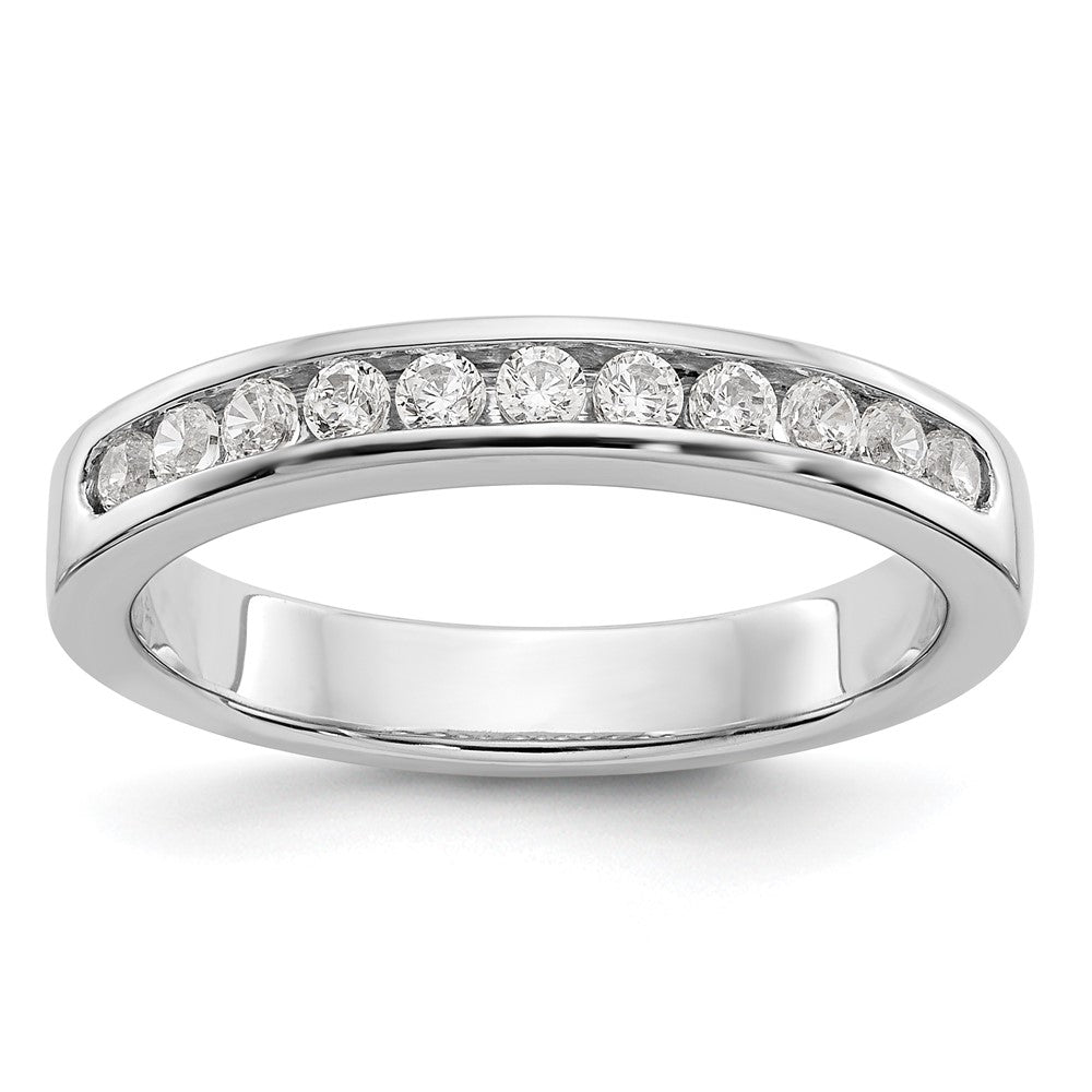 0.31ct. CZ Solid Real 14K White Gold 11-Stone Channel Wedding Band Ring