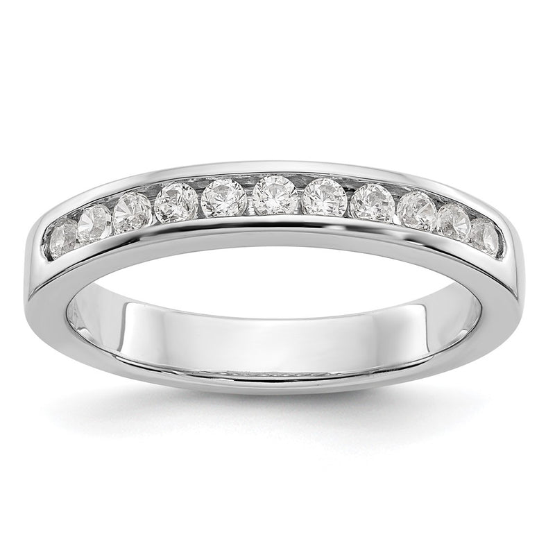 14K White Gold 11-Stone Real Diamond Channel Band