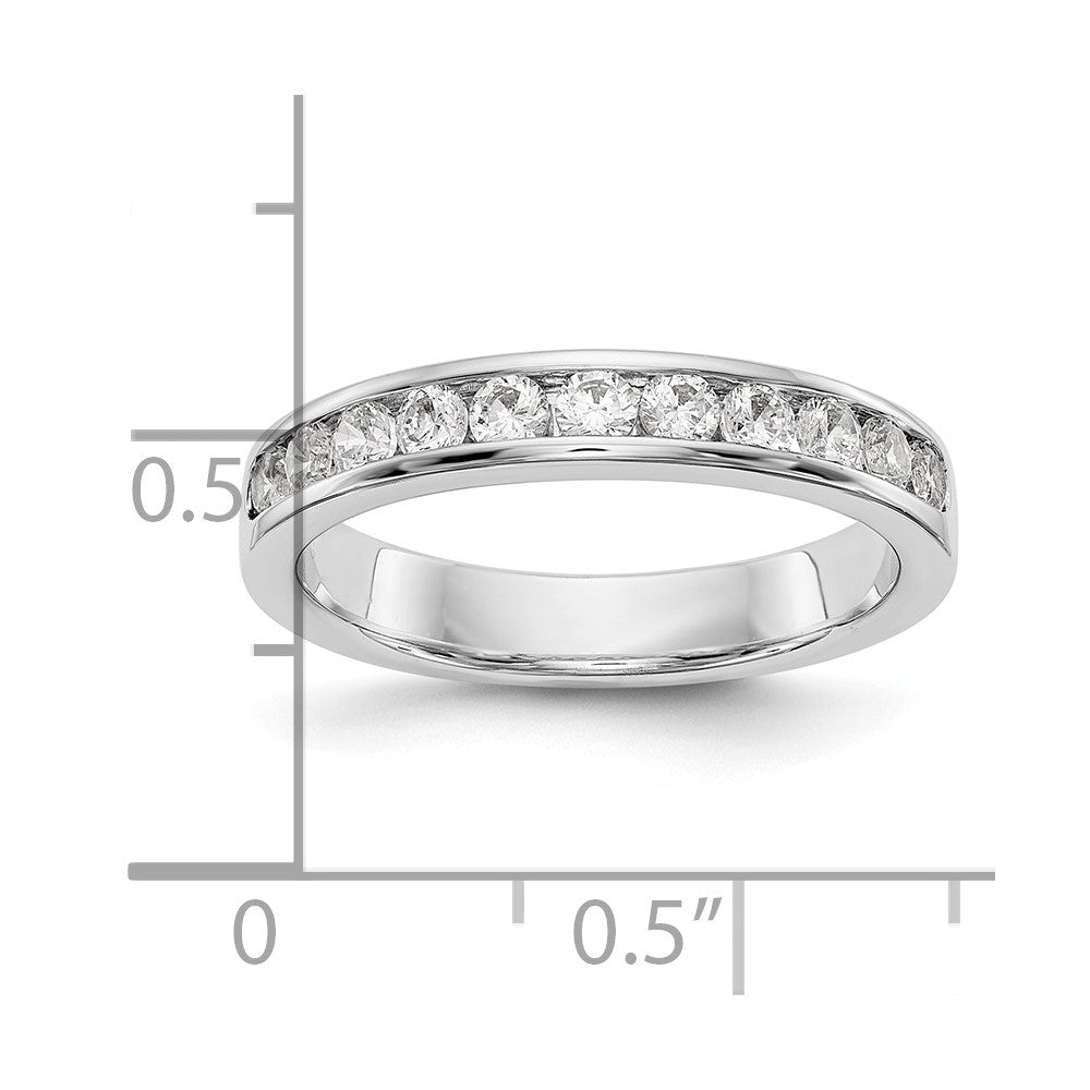 0.55ct. CZ Solid Real 14K White Gold 11-Stone Channel Wedding Band Ring