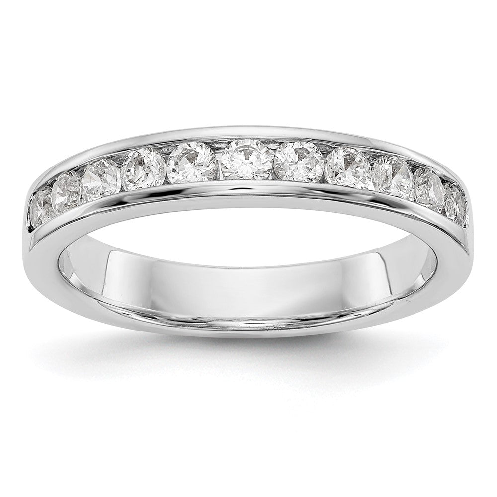 0.55ct. CZ Solid Real 14K White Gold 11-Stone Channel Wedding Band Ring
