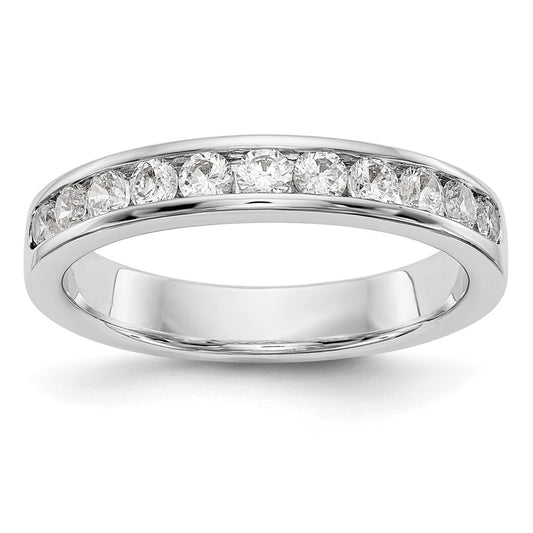 0.55ct. CZ Solid Real 14K White Gold 11-Stone Channel Wedding Band Ring