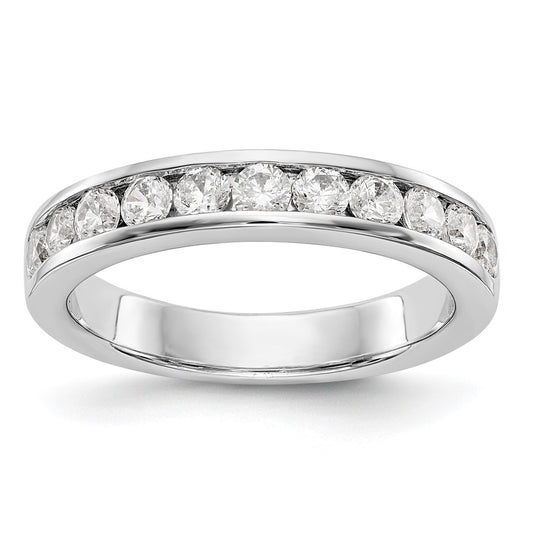 0.77ct. CZ Solid Real 14K White Gold 11-Stone Channel Wedding Band Ring