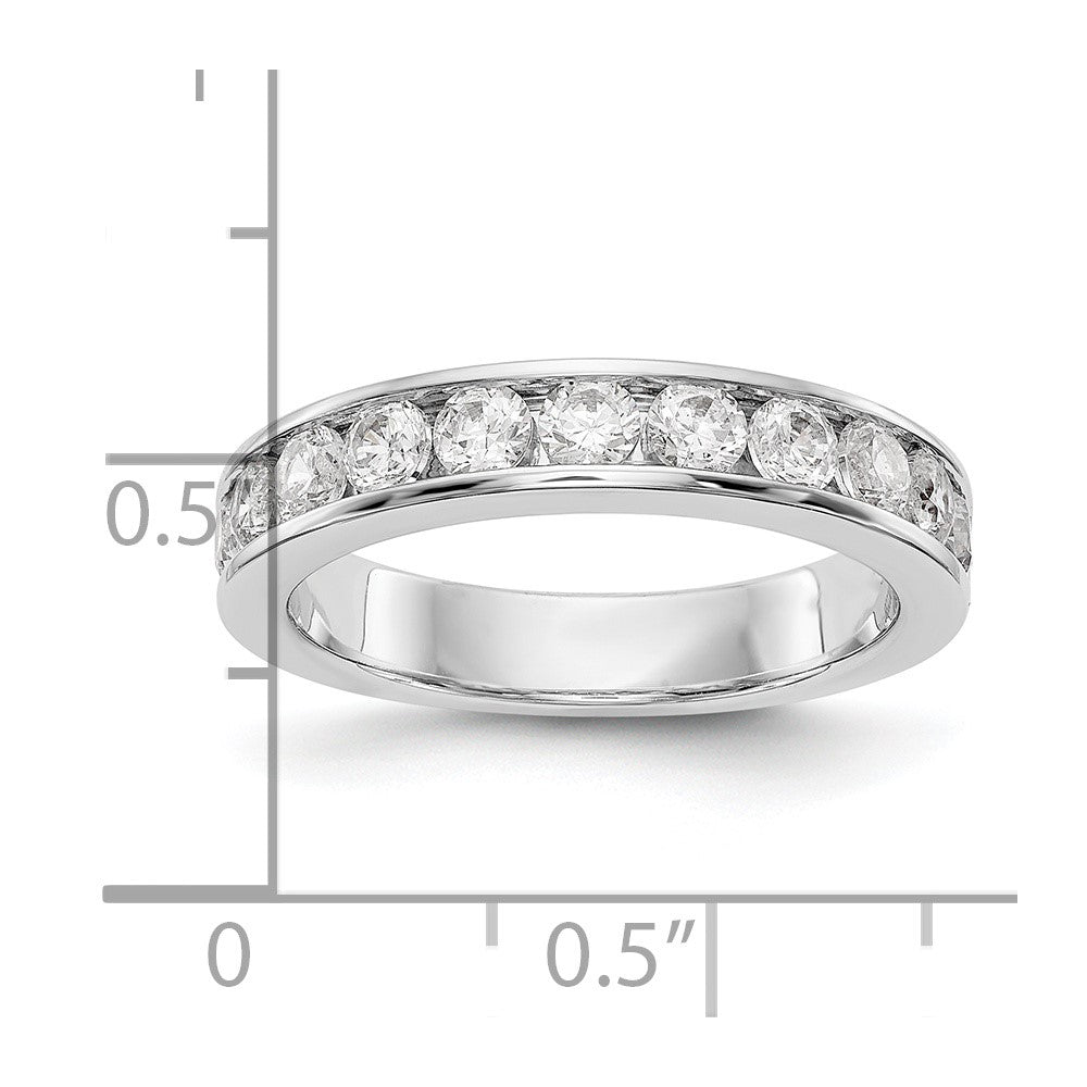 1.02ct. CZ Solid Real 14K White Gold 11-Stone Channel Wedding Band Ring