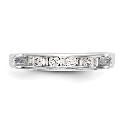 0.21ct. CZ Solid Real 14K White Gold Channel Wedding Band Ring