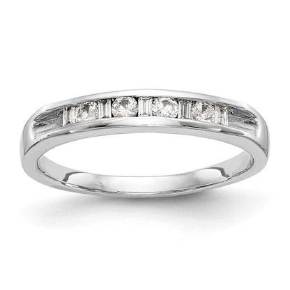 0.21ct. CZ Solid Real 14K White Gold Channel Wedding Band Ring