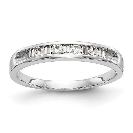 0.21ct. CZ Solid Real 14K White Gold Channel Wedding Band Ring