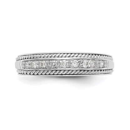 0.14ct. CZ Solid Real 14K White Gold Wedding Band Ring