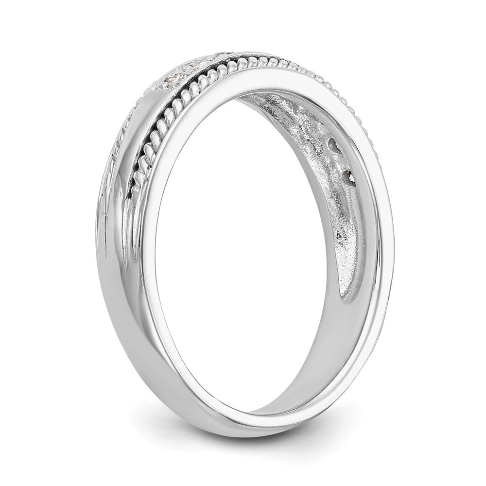 0.14ct. CZ Solid Real 14K White Gold Wedding Band Ring