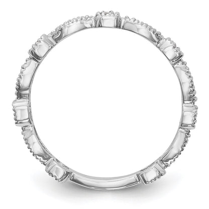 14K White Gold Real Diamond Band
