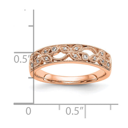 14K Rose Gold Real Diamond Band