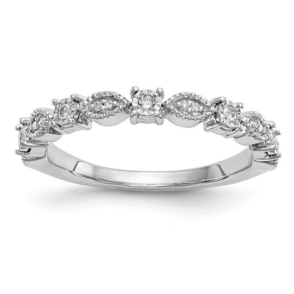 14K White Gold Real Diamond Band