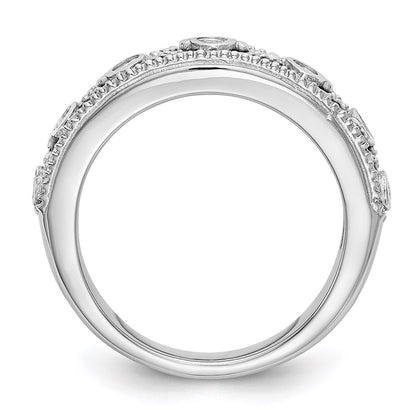 14K White Gold Real Diamond Band