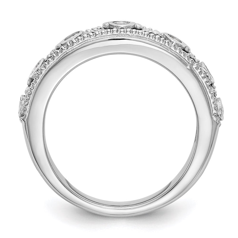 14K White Gold Real Diamond Band