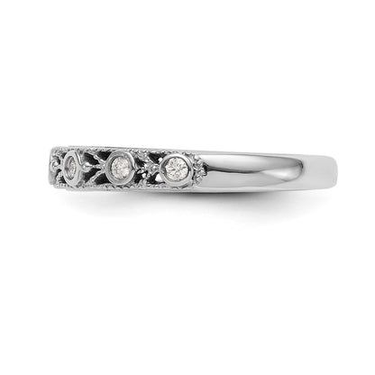 14K White Gold Real Diamond Band