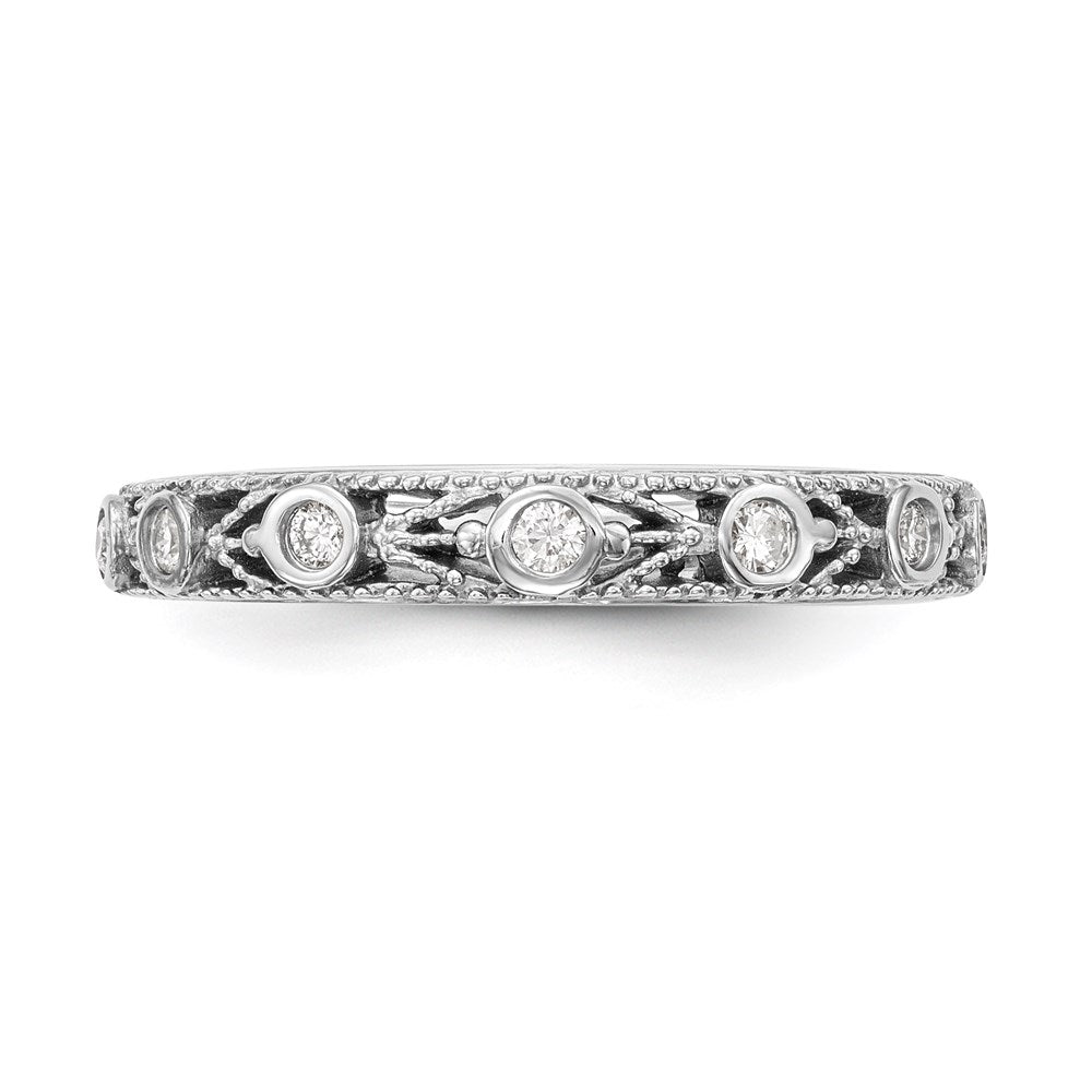 0.15ct. CZ Solid Real 14K White Gold Wedding Band Ring