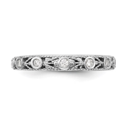 0.15ct. CZ Solid Real 14K White Gold Wedding Band Ring