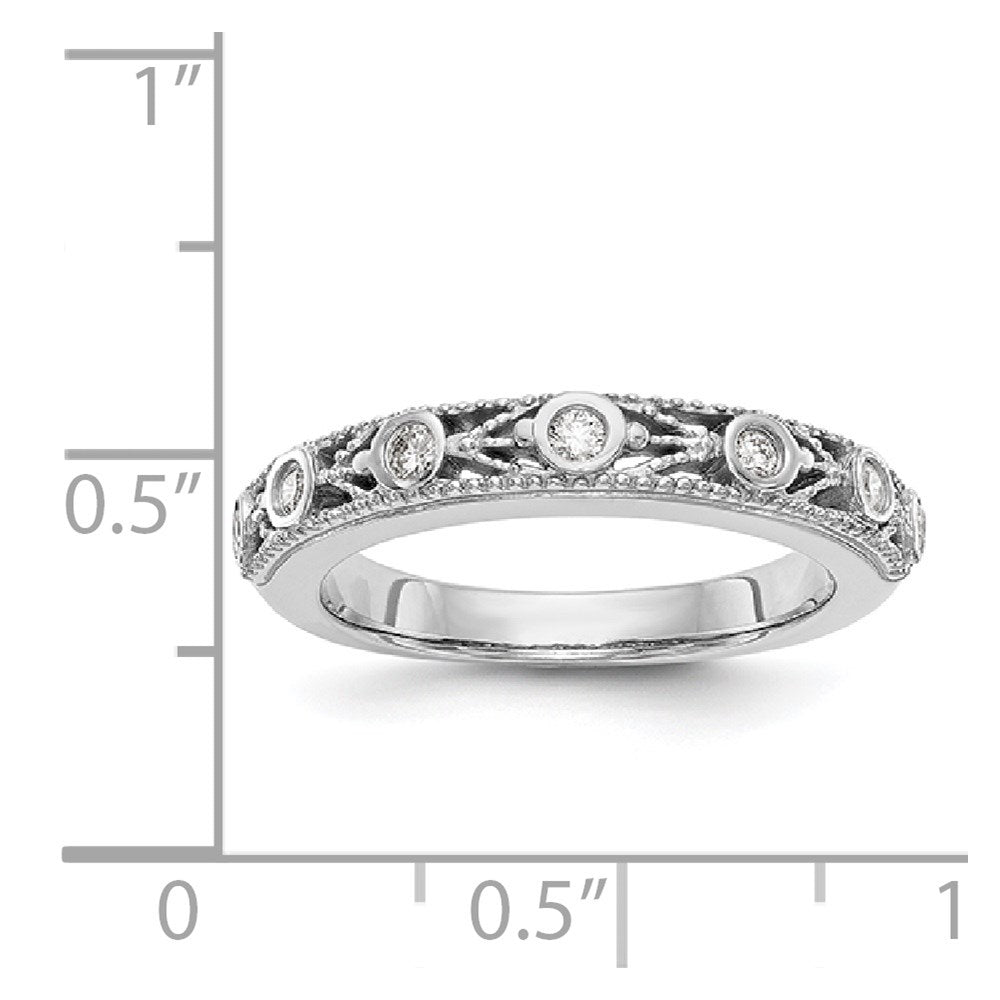 0.15ct. CZ Solid Real 14K White Gold Wedding Band Ring