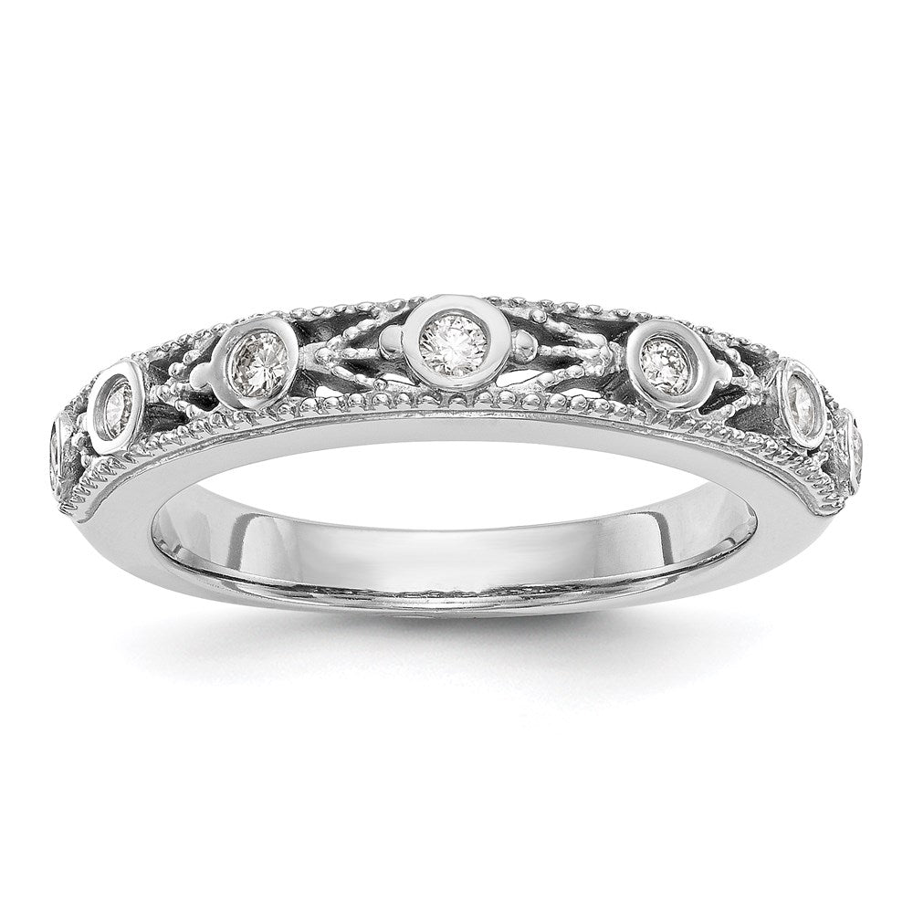 0.15ct. CZ Solid Real 14K White Gold Wedding Band Ring